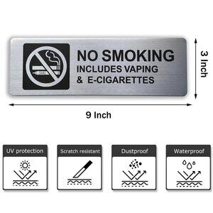 No Smoking Signs, 10 Pack No Vaping Sign - 9 X 3 Inch - Rust Free Aluminum UV